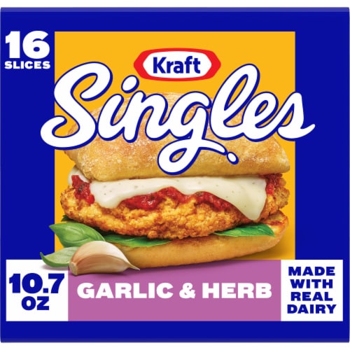 Kraft Singles Garlic & Herb Flavored Slices Pack Perspective: front