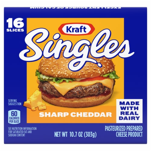 Kraft Singles Sharp Cheddar Cheese Slices Perspective: front