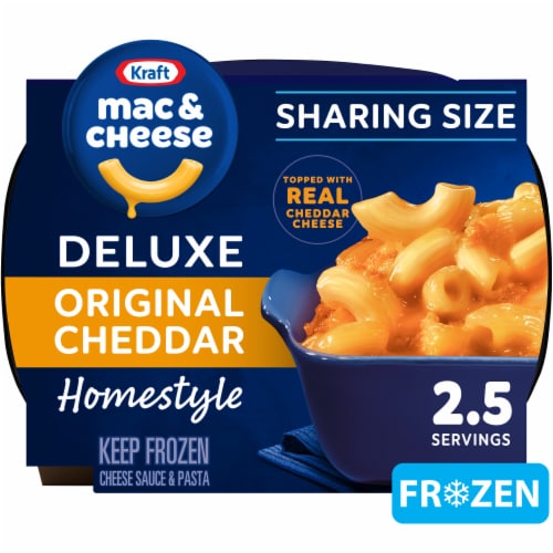 Kraft Deluxe Frozen Dish Original Cheddar Mac & Cheese Cheese Sauce and Pasta Dish Sharing Size Perspective: front