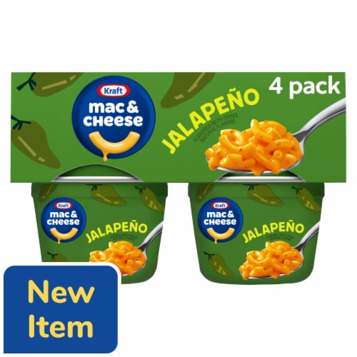 Kraft Jalapeño Flavored Mac & Cheese Macaroni and Cheese Dinner, Pack, Cups Perspective: front