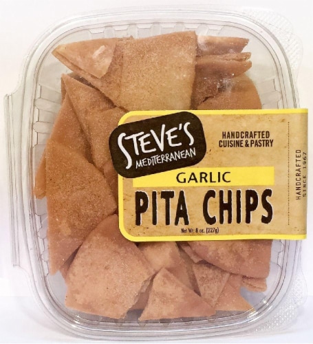 Steve's Mediterranean Chef Garlic Pita Chips Perspective: front