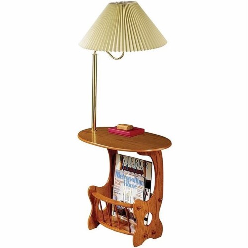 Wood end table with built in lamp new arrivals