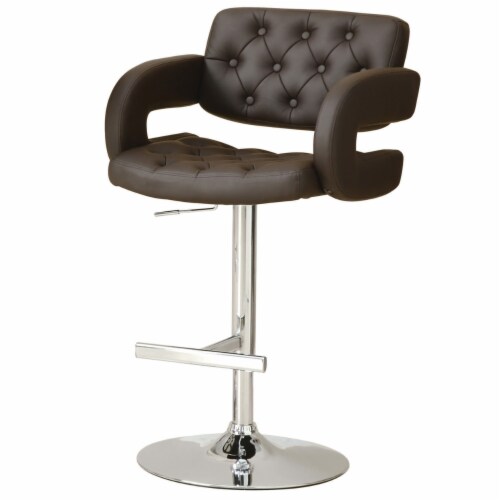 Comfortable Adjustable Height Barstool, Brown- Saltoro Sherpi Perspective: front