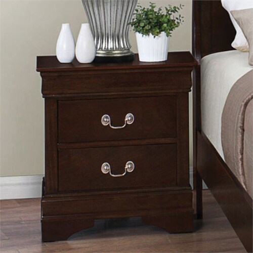 Louis Philippe Solid Wood 2 Drawer Nightstand