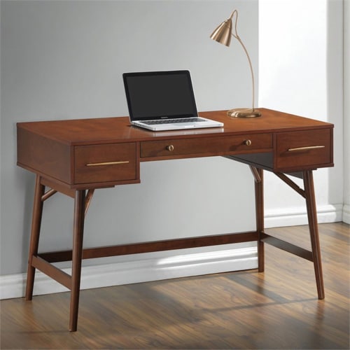 Coaster Mugga MidCentury Modern 3Drawer Wood Writing Desk in Walnut