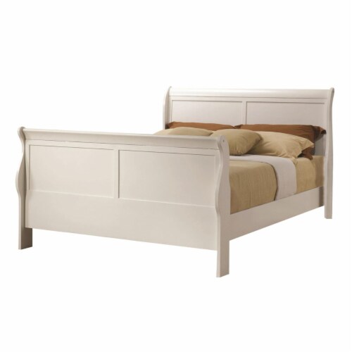 Wood Twin Size Bed Classic Design Sleigh Headboard And Footboard White Saltoro Sherpi 86.75x41.25x47 Kroger