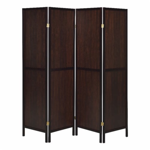 Coaster 4 Panel Room Divider in Rustic Tobacco and Cappuccino Perspective: front