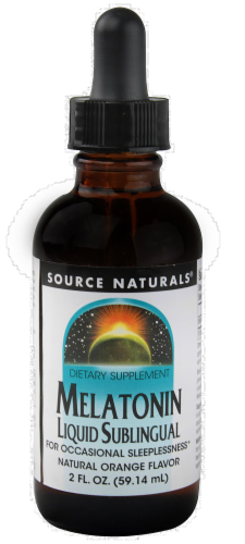 Source Naturals Melatonin Liquid Orange Flavor Sublingual Dietary Supplement Perspective: front