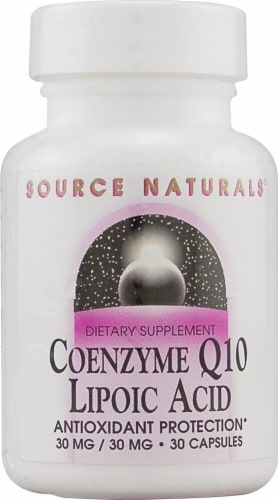 Source Naturals Coenzyme Q10 Lipoic Acid Capsules 30 Count Perspective: front