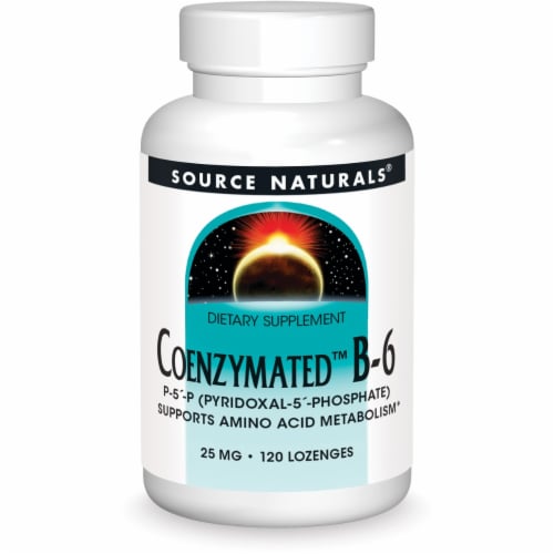 Source Naturals Coenzymated B-6 25 mg 120 Loz Perspective: front