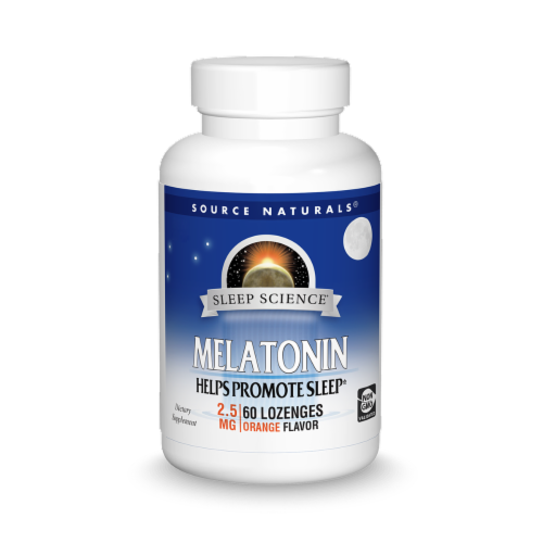 Source Naturals Sleep Science Orange Flavor Melatonin Lozenges 2.5mg Perspective: front