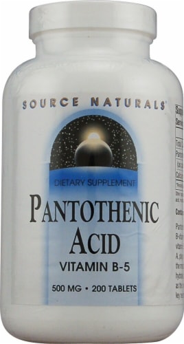 Source Naturals Pantothenic Acid Vitamin B-5 500mg 200 Count Perspective: front
