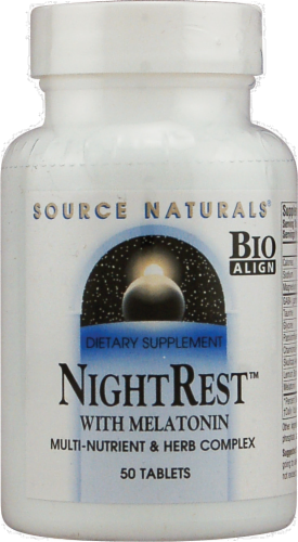 Source Naturals Night Rest with Melatonin Tablets Perspective: front