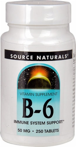 Source Naturals B-6 Immune System Support Tablets 50mg 250 Count Perspective: front