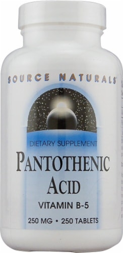 Source Naturals Pantothenic Acid Vitamin B-5 Tablets 250mg Perspective: front