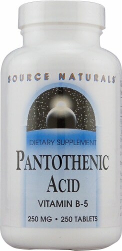 Source Naturals Pantothenic Acid Vitamin B-5 Tablets 250mg Perspective: front