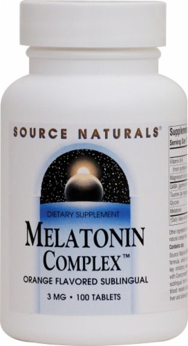 Source Naturals Melatonin Complex Orange Flavored Tablets 3 mg Perspective: front