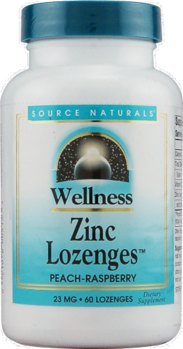 Source Naturals Wellness Peach-Raspberry Zinc Lozenges Perspective: front