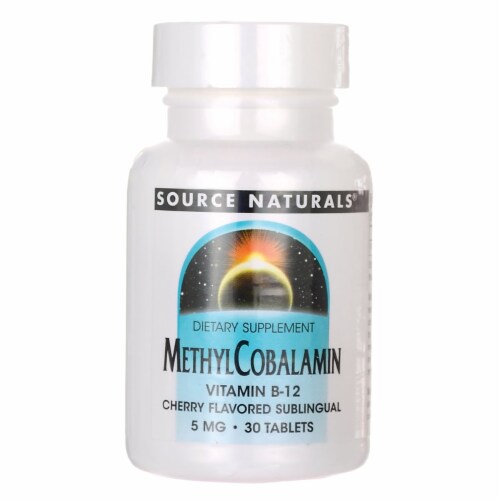 Source Naturals Methylcobalamin Vitamin B-12 - Cherry 5 mg 30 Tabs Perspective: front