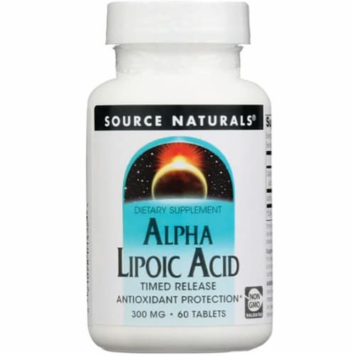 Source Naturals Alpha Lipoic Acid 300 mg Tablets Perspective: front