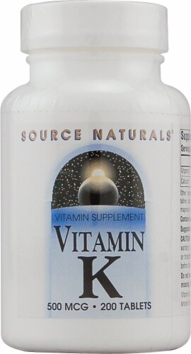 Source Naturals Vitamin K Tablets 500mcg Perspective: front