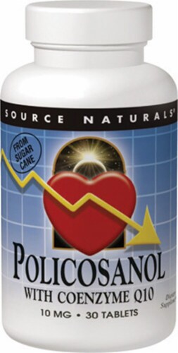Source Naturals Policosanol with Coenzyme Q10 Tablets 10mg Perspective: front