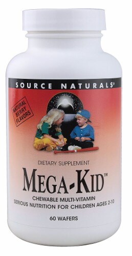 Source Naturals Mega-Kid Multi-Vitamin Chewable Wafers 60 Count Perspective: front