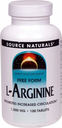 Source Naturals Free Form L-Arginine Tablets 1000mg Perspective: front