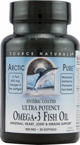 Source Naturals  ArcticPure® Enteric Coated Ultra Potency Omega-3 Fish Oil Perspective: front