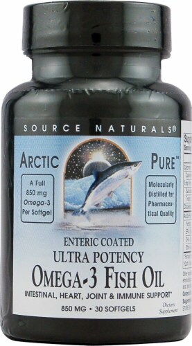 Source Naturals  ArcticPure® Enteric Coated Ultra Potency Omega-3 Fish Oil Perspective: front