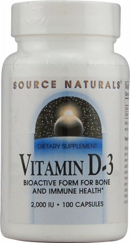 Source Naturals Vitamin D-3 Capsules 2000IU Perspective: front