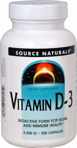 Source Naturals Vitamin D-3 Capsules 2000IU Perspective: front
