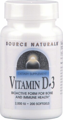 Source Naturals Vitamin D-3 Softgels 2000IU Perspective: front