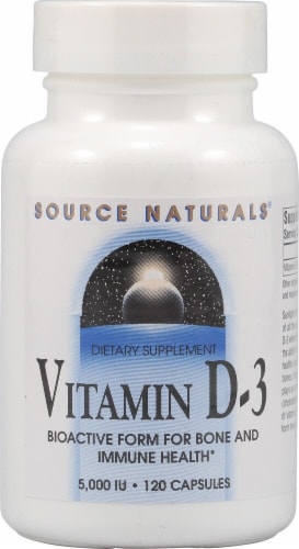 Source Naturals Vitamin D-3 Capsules 5000IU Perspective: front