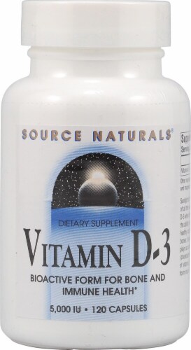 Source Naturals Vitamin D-3 Capsules 5000IU Perspective: front
