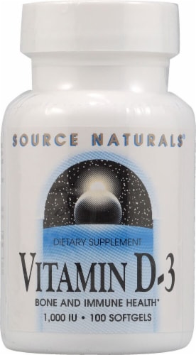 Source Naturals Vitamin D-3 Softgels 1000IU Perspective: front