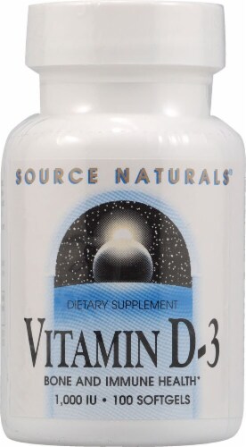 Source Naturals Vitamin D-3 Softgels 1000IU Perspective: front
