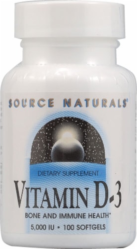 Source Naturals Vitamin D-3 Softgels 5000IU Perspective: front