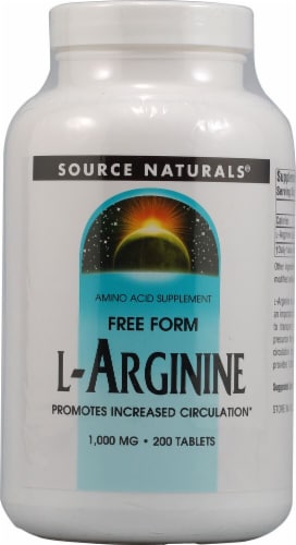 Source Naturals Free Form L-Arginine Tablets 1000mg Perspective: front
