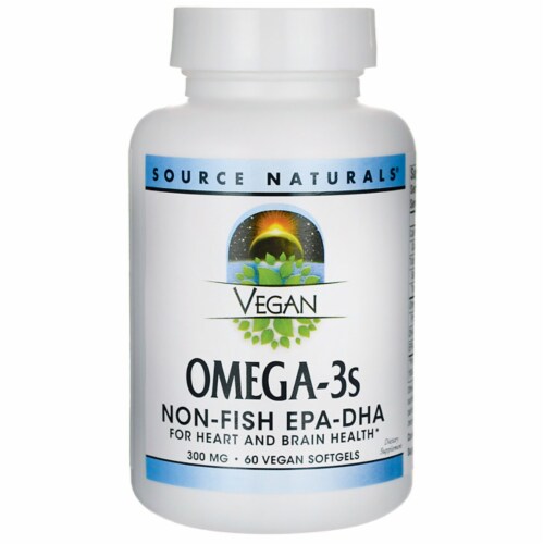 Source Naturals Vegan Omega-3s Non-Fish Epa-Dha 300 mg 60 Vegan Sfgs Perspective: front