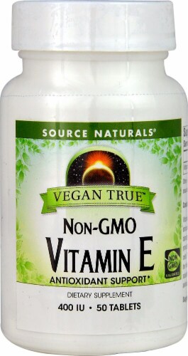 Source Naturals Vegan True Vitamin E Tablets 400IU Perspective: front