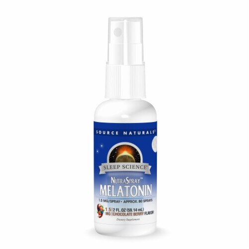 Source Naturals Sleep Science NutraSpray Chocolate Berry Flavor Melatonin Spray Perspective: front