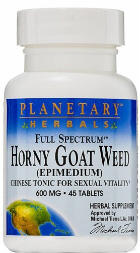 Planetary Herbals Full Spectrum Horny Goat Weed Tablets 600 mg Perspective: front