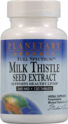 Planetary Herbals  Full Spectrum Milk Thistle Seed Extract Tablets 260 mg Perspective: front