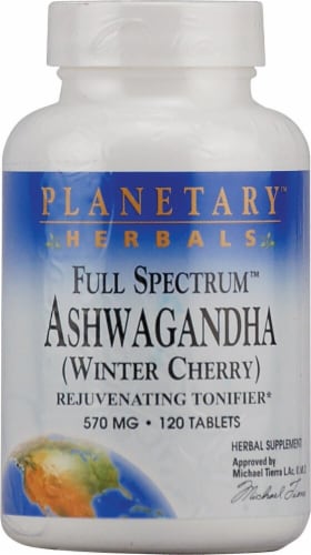 Planetary Herbals Full Spectrum™ Ashwagandha Tablets 570 mg Perspective: front