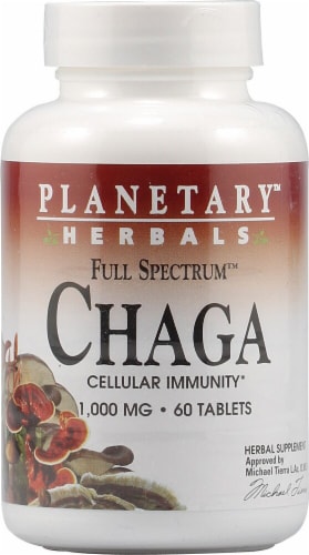 Planetary Herbals Full Spectrum Chaga Tablets 1000 mg Perspective: front