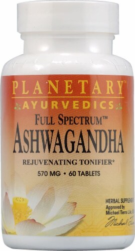 Planetary Herbals  Ayurvedics Full Spectrum Ashwagandha Tablets 570 mg Perspective: front
