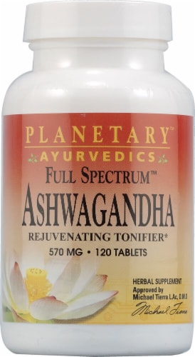 Planetary Herbals  Ayurvedics Full Spectrum Ashwagandha Tablets 570 mg Perspective: front