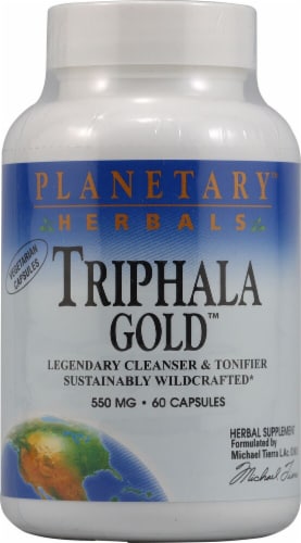 Planetary Herbals Triphala Gold Capsules 550 mg Perspective: front