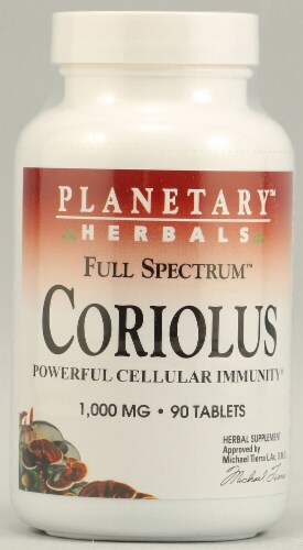 Planetary Herbals  Full Spectrum Coriolus Tablets 1000 mg Perspective: front